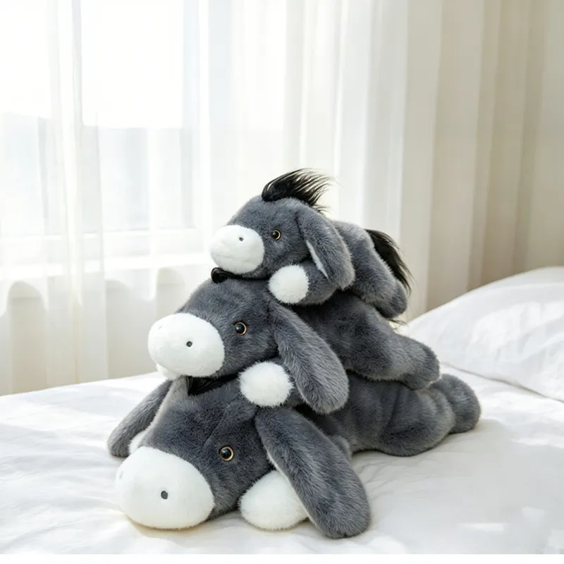Big-Eared Silly-Cute Donkey Plush Toy – Soft Stuffed Animal Little Donkey Doll, Huggable Sleeping Pillow & Bedtime Gift for Kids